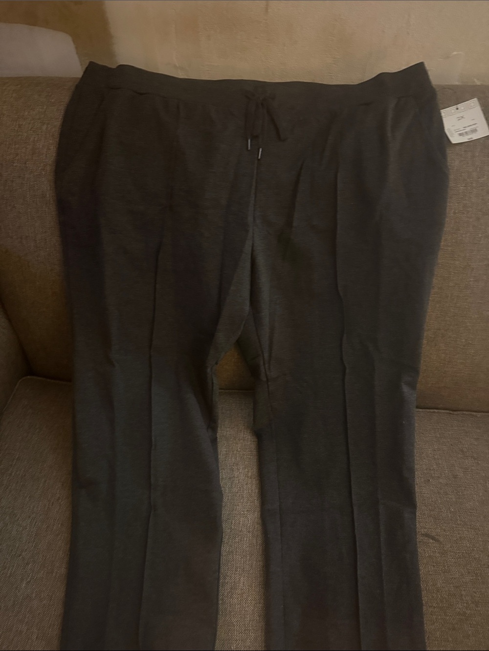 Liz Claiborne Women's Straight Leg Drawstring Pants in Dark Gray